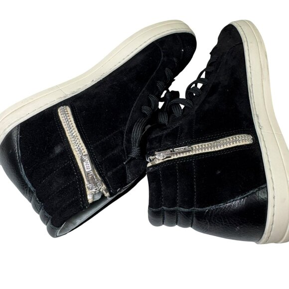 P448 Black Suede High-Top Sneakers Size 7 – Zip Detail & Metallic Lining - Picture 5 of 9
